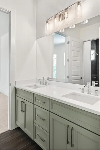 a bathroom with a bathtub