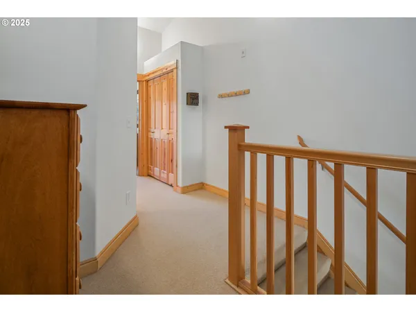 a view of a porch with wooden floor