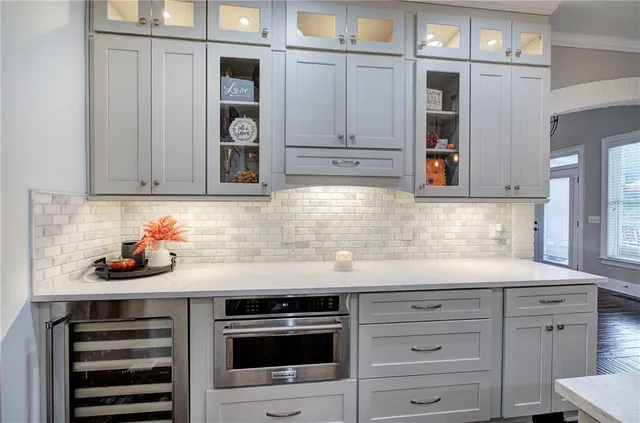 a view of a hallway with workspace