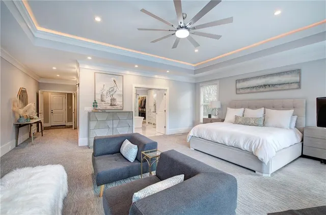 a room with furniture and air hockey table