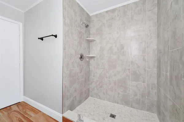 a bathroom with a shower