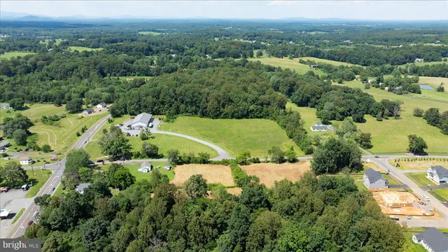 an aerial view of green landscape with trees houses and mountain view