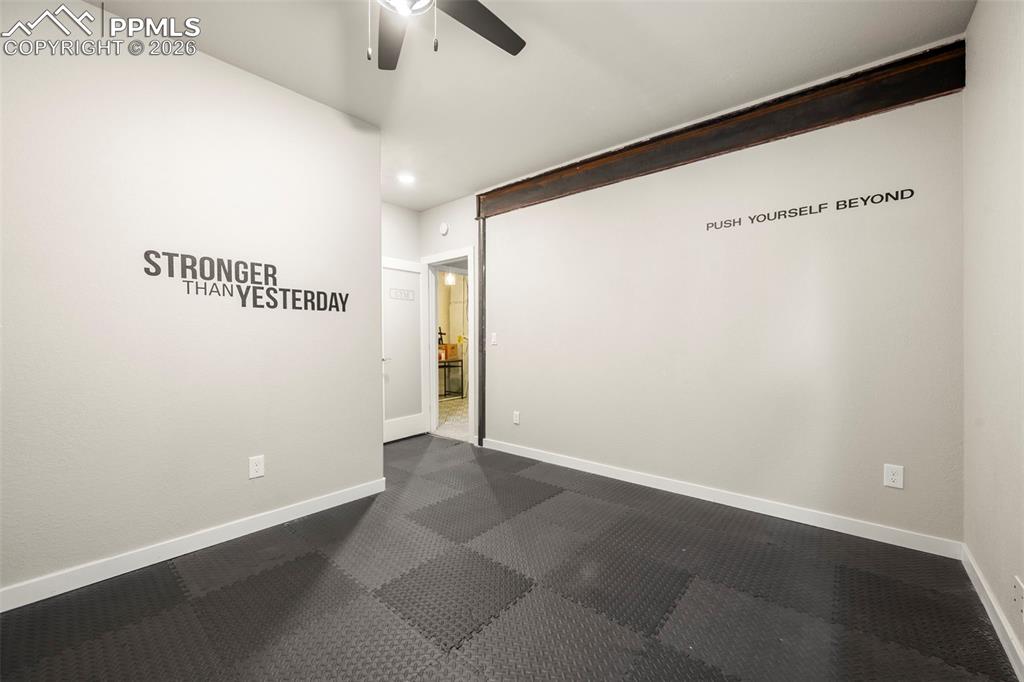 1073 Native Dancer Terrace Colorado Springs, CO 80921 - Photo 34 of 48 Unfurnished room with ceiling fan and recessed lighting