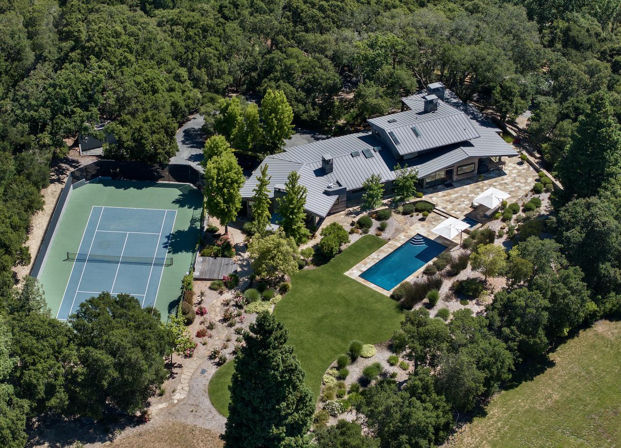 396 Raymundo Drive Woodside, CA 94062 - Photo 32 of 58 an aerial view of a house with a garden
