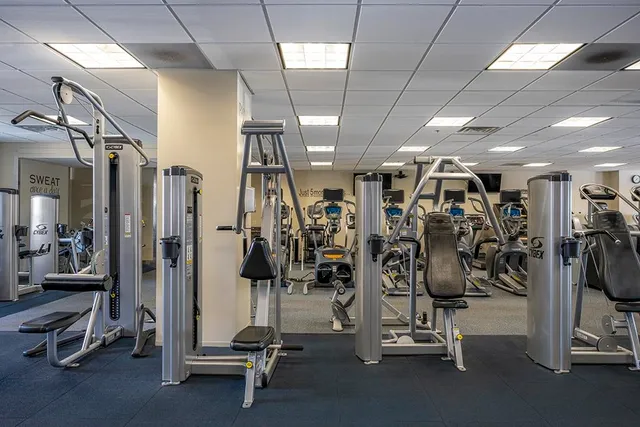 a view of a room with gym equipment