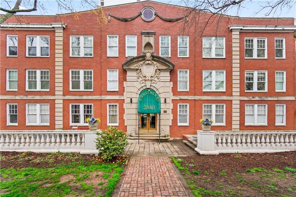 front view of a brick building