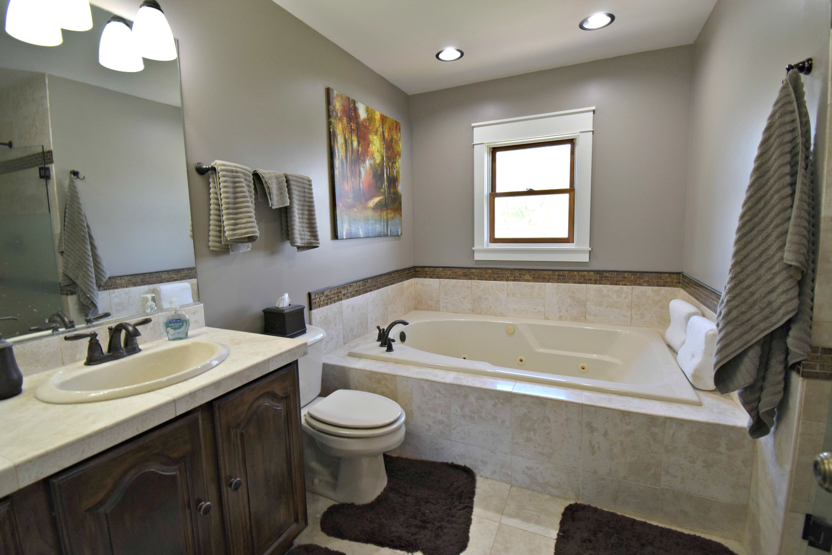 8101 Greenwood Road Hebron, IL 60034 - Photo 30 of 39 a bathroom with a bathtub sink vanity mirror and toilet