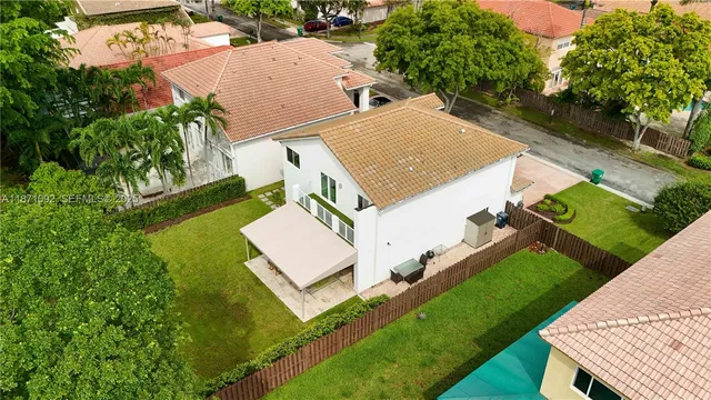 an aerial view of a house