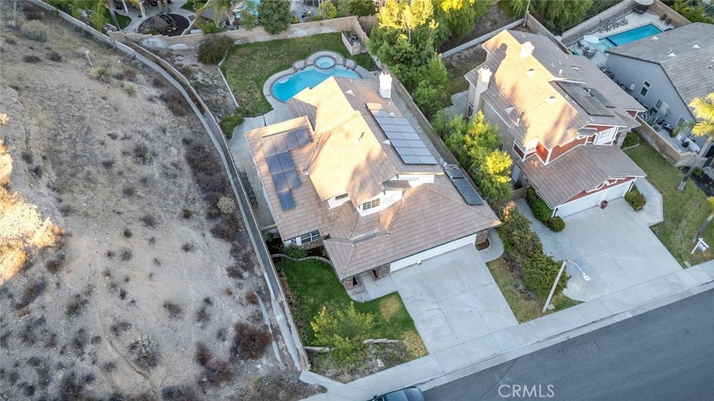14439 Grandifloras Road Canyon Country, CA 91387 - Photo 40 of 45 an aerial view of a house with a swimming pool