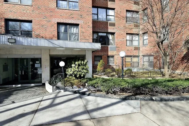 a view of a building with garden