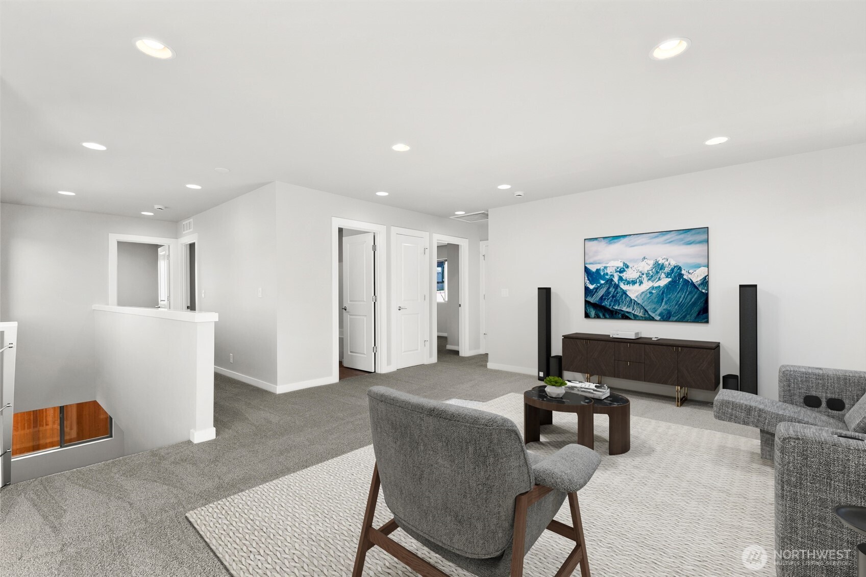 12510 Southeast 256th Place, Unit 7 Kent, WA 98030 - Photo 31 of 39 a living room with furniture and a flat screen tv