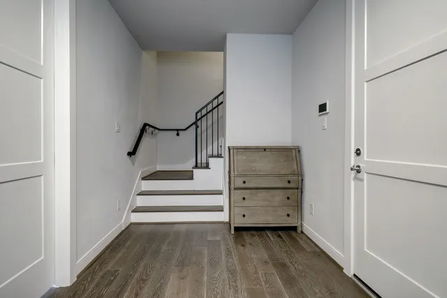 a view of an empty walk in closet