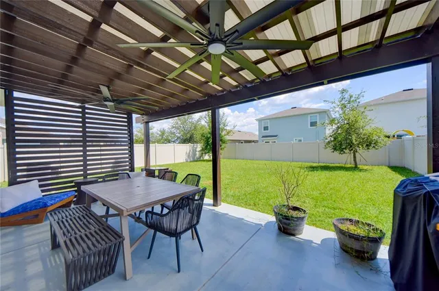 a outdoor space with furniture and garden