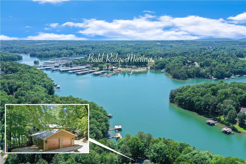 a view of a lake with a mountain in the background