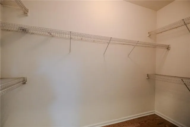 a view of a room with racks on the wall