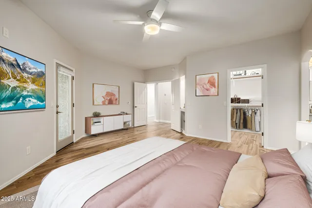 a view of a street with a building in the background
