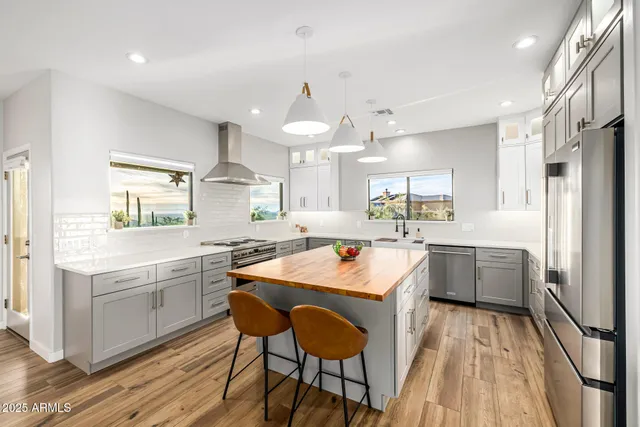 a view of a street with a building in the background