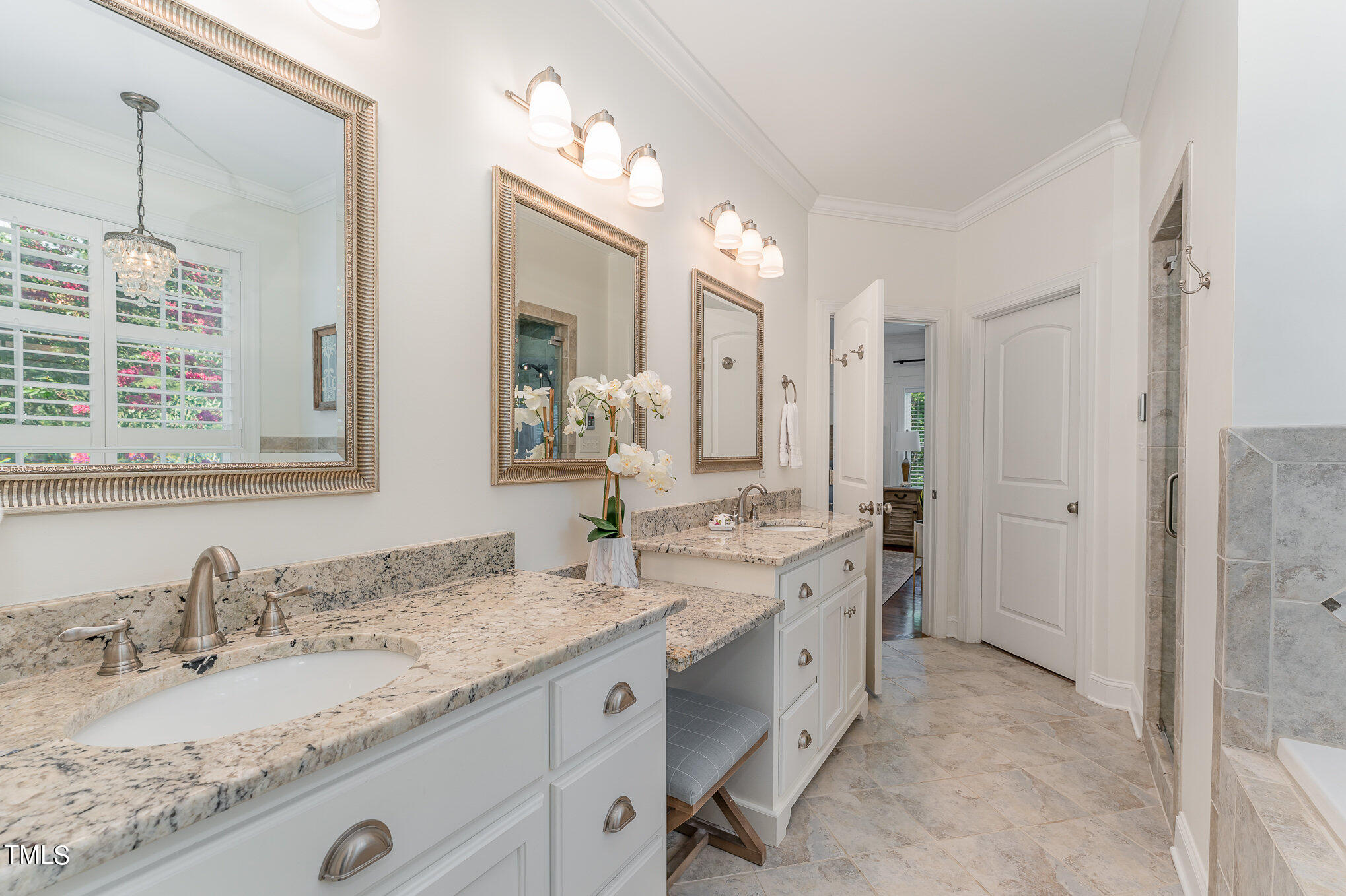 229 Robbins Road Durham, NC 27703 - Photo 11 of 26 a bathroom with a granite countertop double vanity sink mirror and double