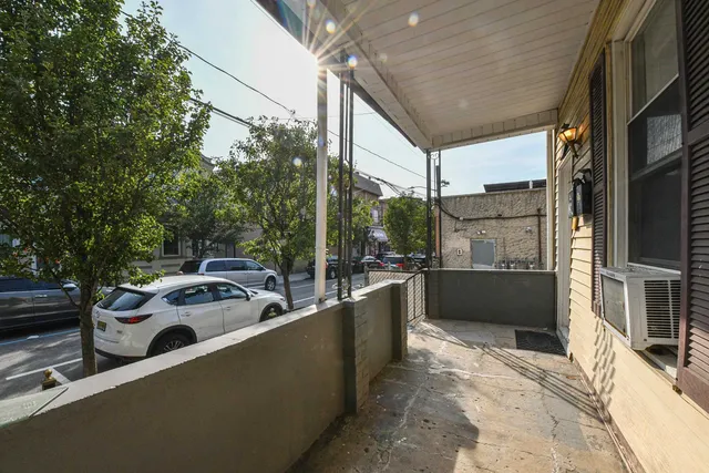 a view of a city from a balcony