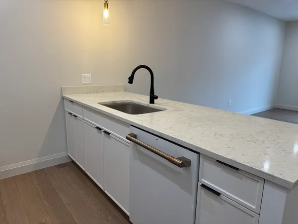 a close view of a sink and tap