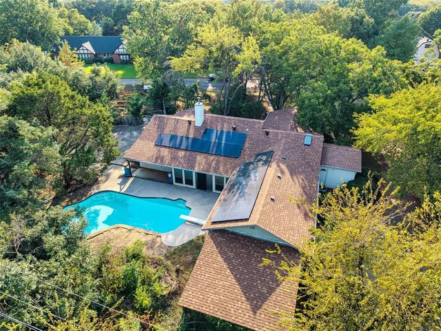 an aerial view of a house