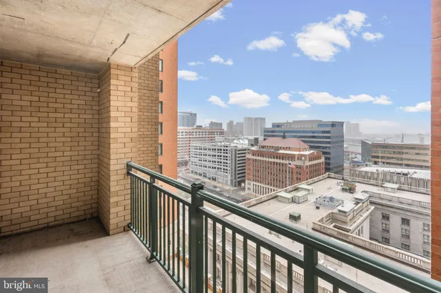 a view of city from a balcony