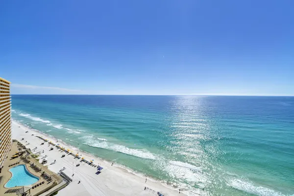 a view of an ocean from a terrace