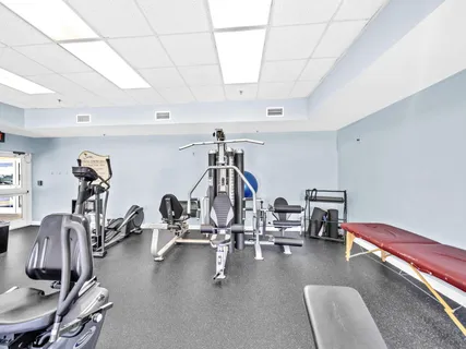 a view of a room with gym equipment