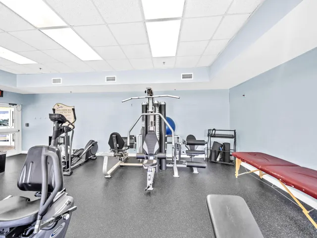 a view of a room with gym equipment