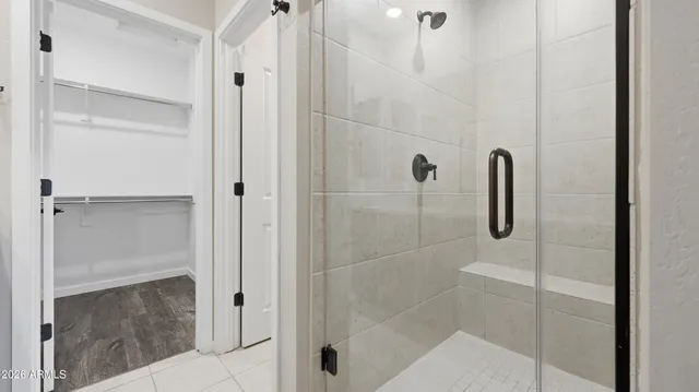 a view of an empty walk in closet