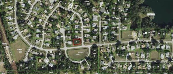 an aerial view of a highlighted house