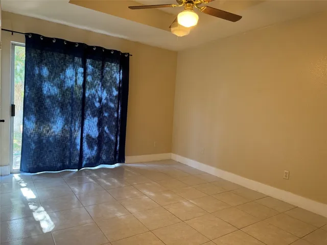 an empty room with a door