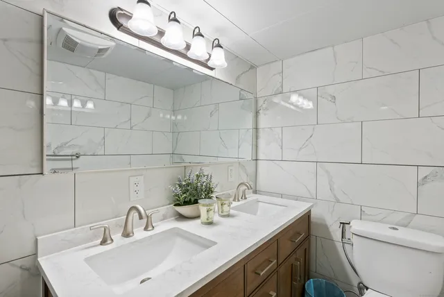 a bathroom with a sink and a toilet