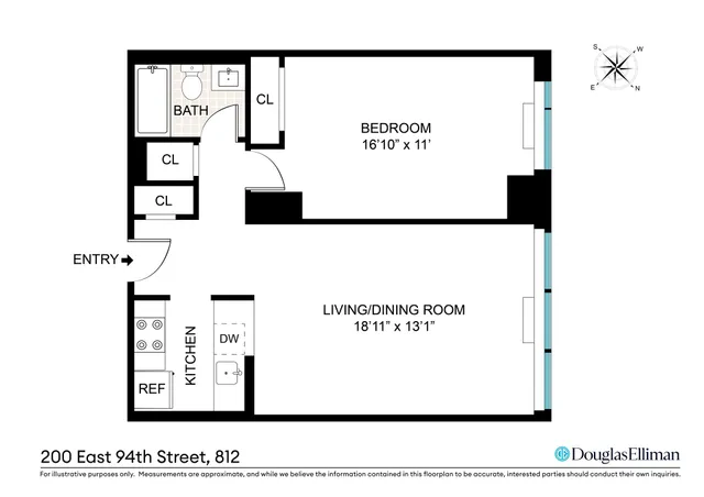 $950,000 | 200 East 94th Street, Unit 812 | Upper East Side