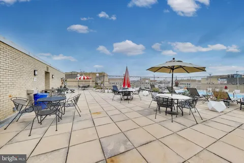 a view of a terrace with seating space