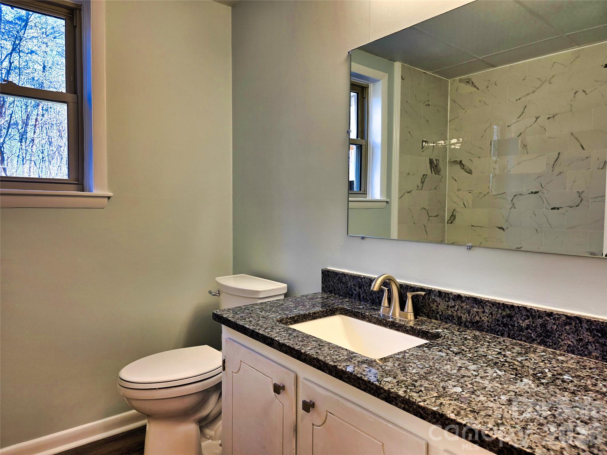 323 Mt Bethel Road Harmony, NC 28634 - Photo 23 of 25 a bathroom with a granite countertop toilet sink and mirror