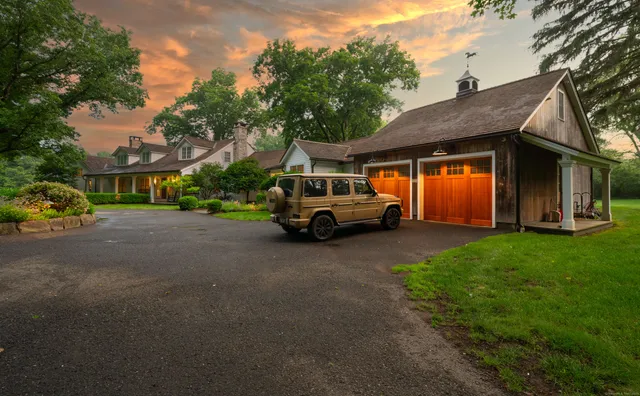 a car parked in front of a house