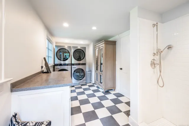a utility room with dryer and washer