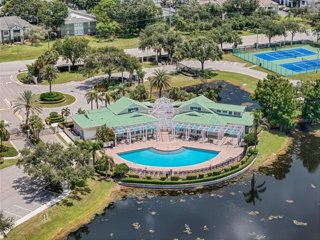 an aerial view of a house having outdoor space