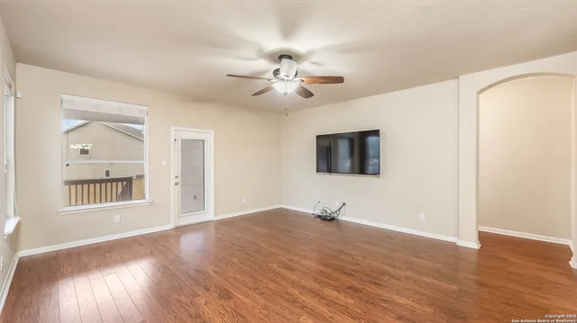 a view of a livingroom with a flat screen tv