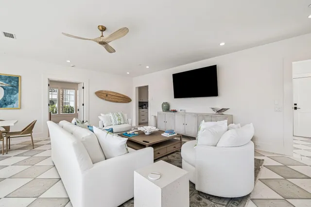 a view of a city from a dining room