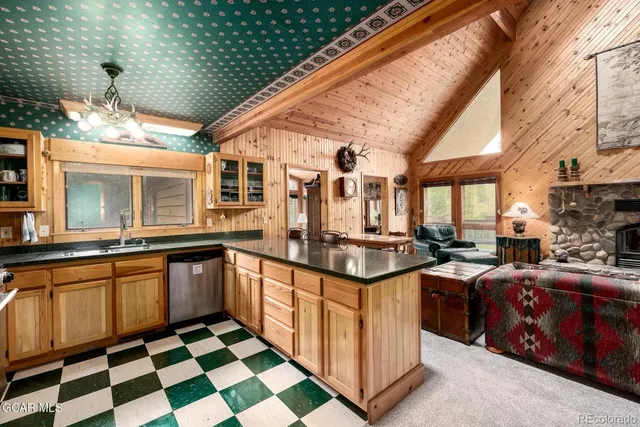 a view of a kitchen with an outdoor space