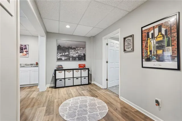 a view of a hardwood floor and wardrobe