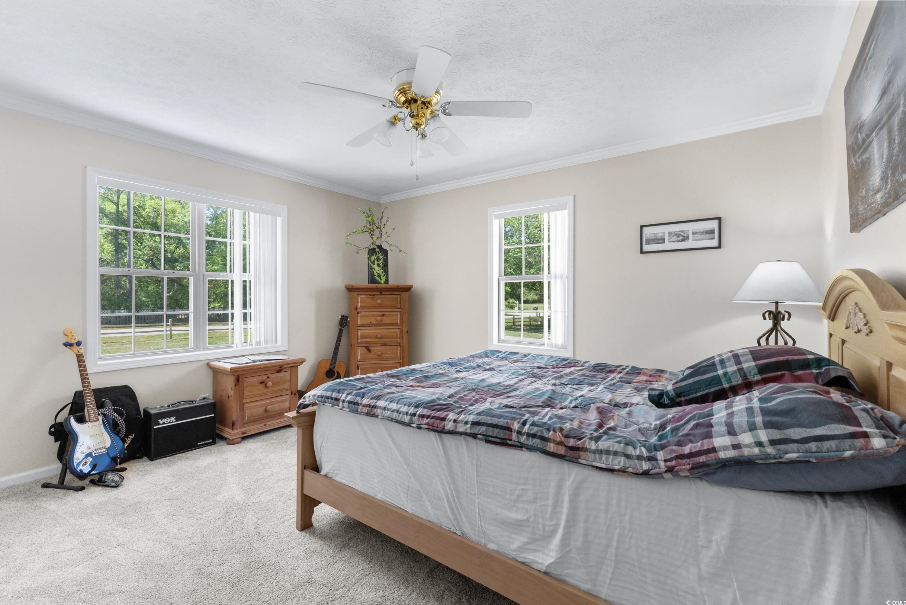 1869 Meadowood Lane Longs, SC 29568 - Photo 21 of 37 Carpeted bedroom featuring ceiling fan, baseboards, and ornamental molding