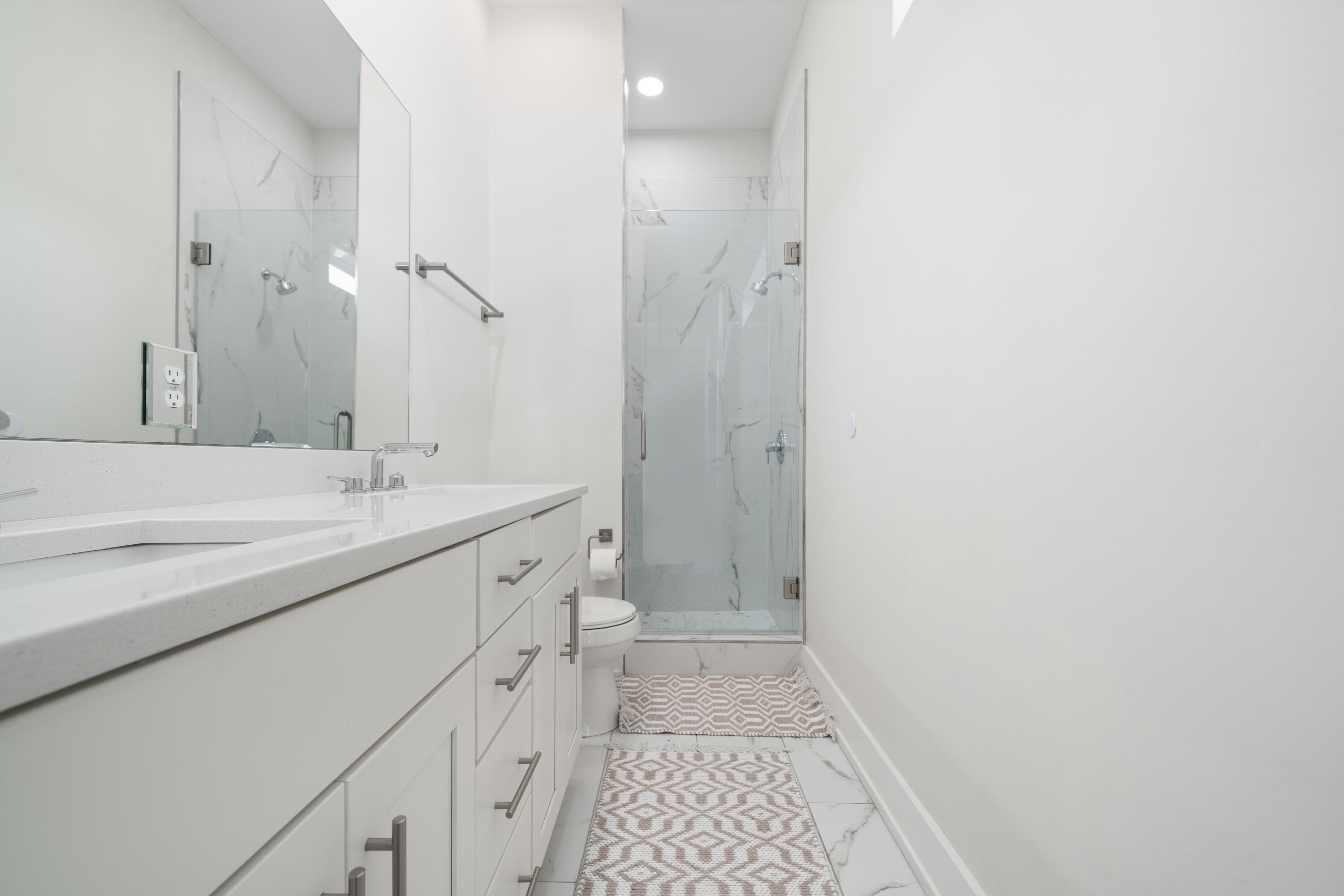 97 Beach View Drive Inlet Beach, FL 32461 - Photo 20 of 57 a spacious bathroom with a granite countertop sink a toilet and a shower