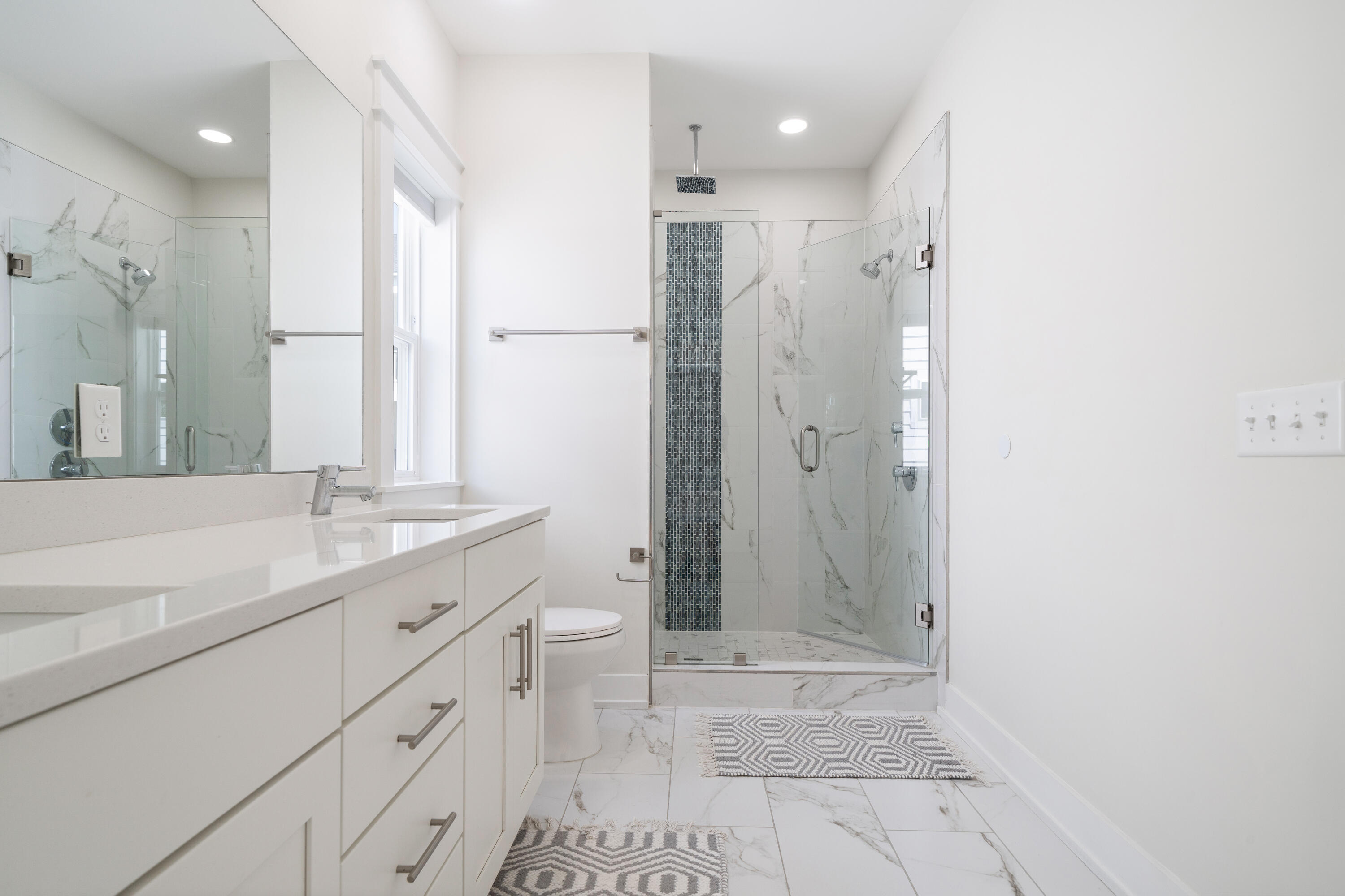 97 Beach View Drive Inlet Beach, FL 32461 - Photo 33 of 57 a bathroom with a granite countertop sink mirror and shower