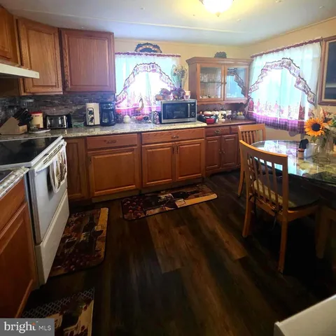 a kitchen with lots of counter top space