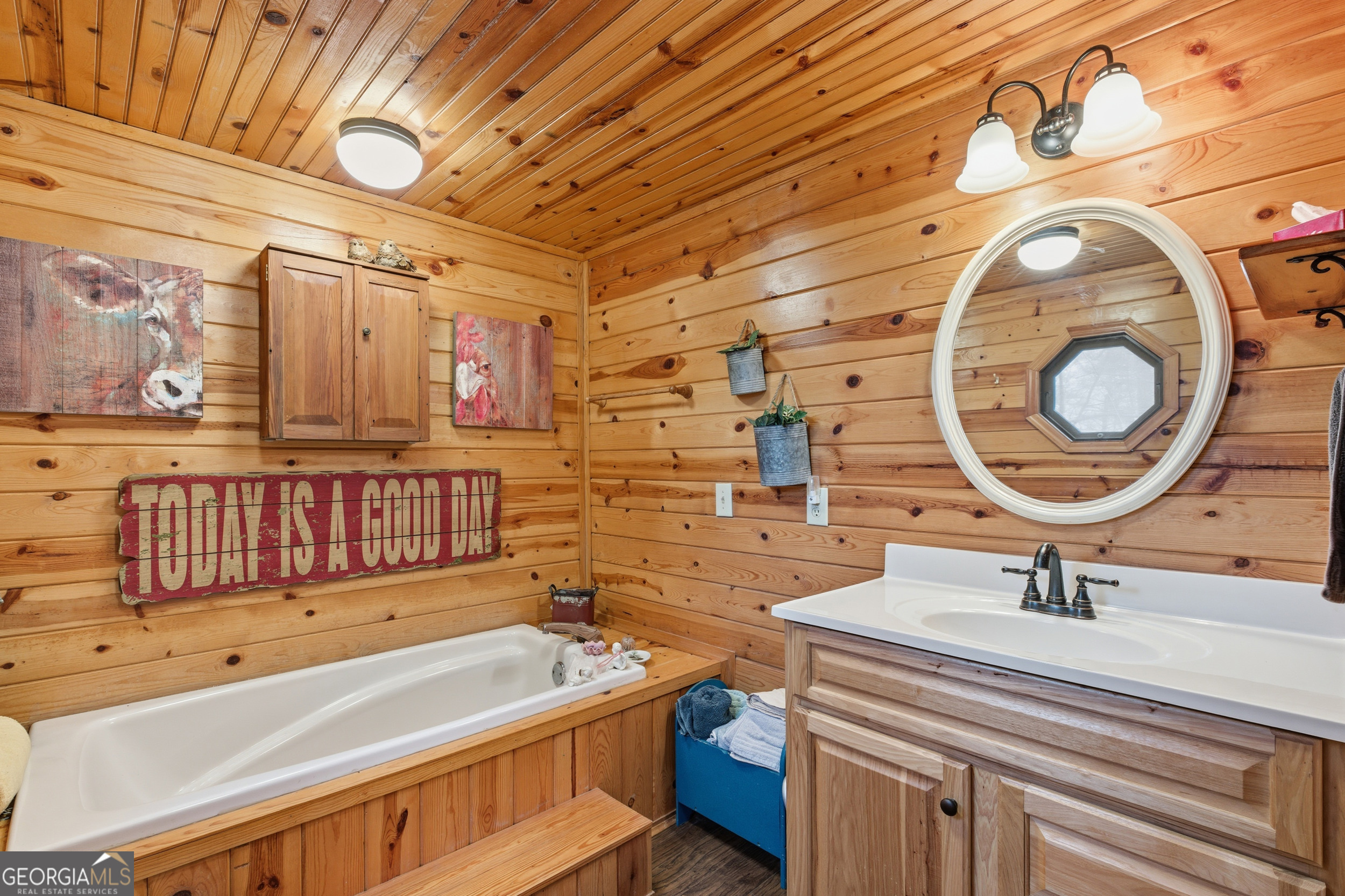 801 Sillycook Trail Clarkesville, GA 30523 - Photo 19 of 47 a bathroom with a sink and a mirror