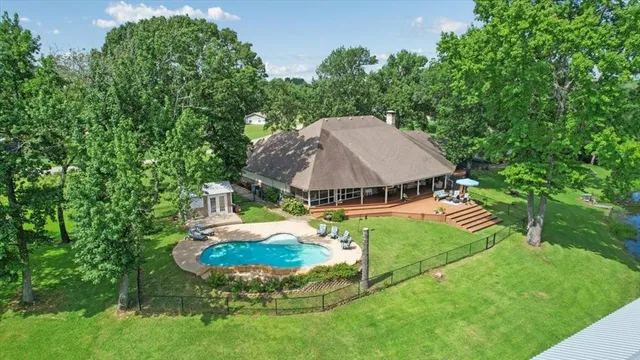 an aerial view of a house