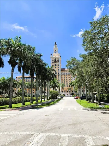 front view of a building with a street